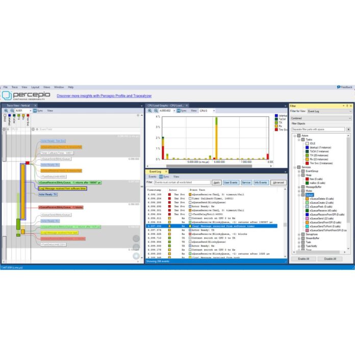 Trace gratuito per FreeRTOS con diagnosi visiva e debug rapido